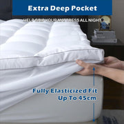 1000GSM Mattress Topper Viscose Derived from Bamboo, Thick Pillowtop Fitted Mattress Cover with 45cm Deep Skirt - Machine Washable Hypoallergenic(Super King,white)