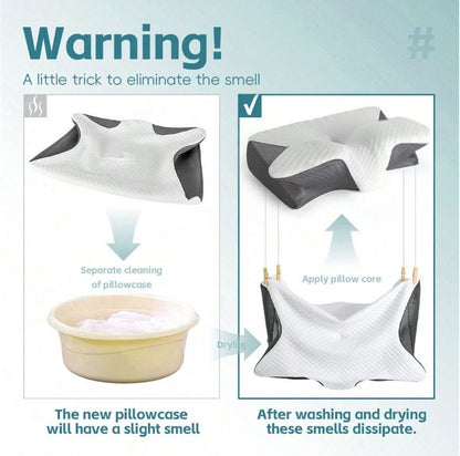 Cervical Neck Pillow for Neck Pain Relief, 2 in 1 Ergonomic Orthopedic Bed Pillow for Sleeping, Memory Foam V1317-JYM-HEI