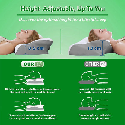 Cervical Neck Pillow for Neck Pain Relief, 2 in 1 Ergonomic Orthopedic Bed Pillow for Sleeping, Memory Foam V1317-JYM-HUI