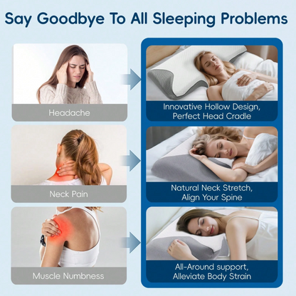 Cervical Neck Pillow for Neck Pain Relief, 2 in 1 Ergonomic Orthopedic Bed Pillow for Sleeping, Memory Foam V1317-JYM-HUI