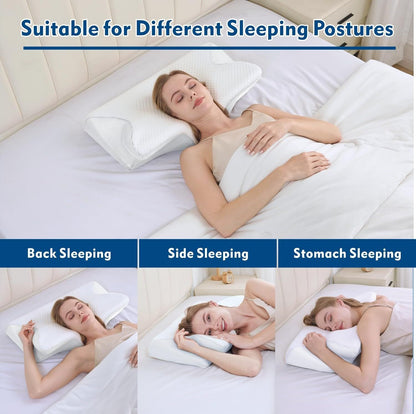 Bamboo Cervical Pillow for Neck and Shoulder Pain Relief Ergonomic Bed Pillow, Cooling Ergonomic Memory Foam V1317-JYM01-BAI