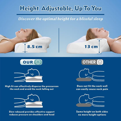 Bamboo Cervical Pillow for Neck and Shoulder Pain Relief Ergonomic Bed Pillow, Cooling Ergonomic Memory Foam V1317-JYM01-BAI