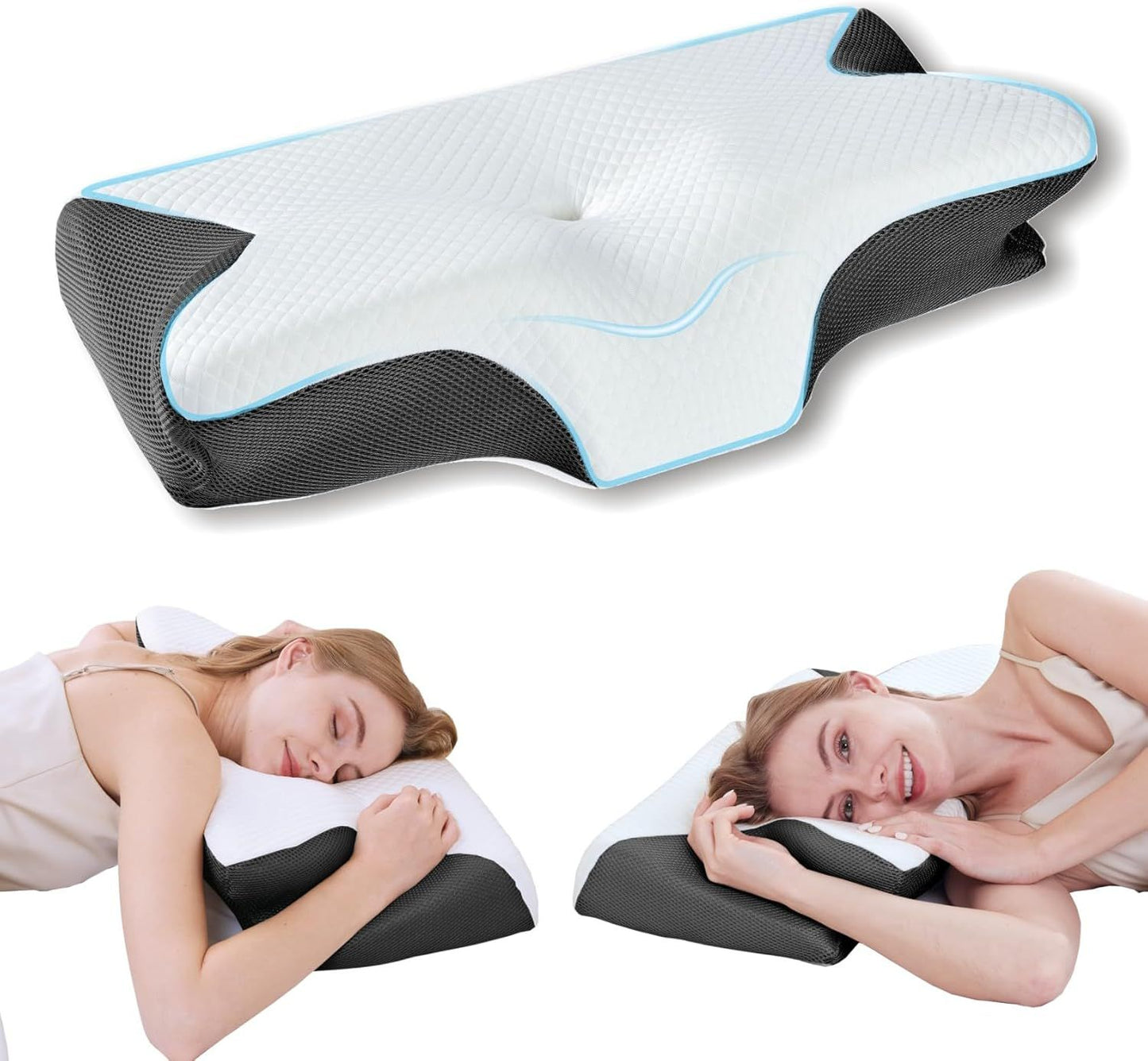 Bamboo Cervical Pillow for Neck and Shoulder Pain Relief Ergonomic Bed Pillow, Cooling Ergonomic Memory Foam V1317-JYM01-HEI