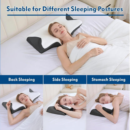 Bamboo Cervical Pillow for Neck and Shoulder Pain Relief Ergonomic Bed Pillow, Cooling Ergonomic Memory Foam V1317-JYM01-HEI