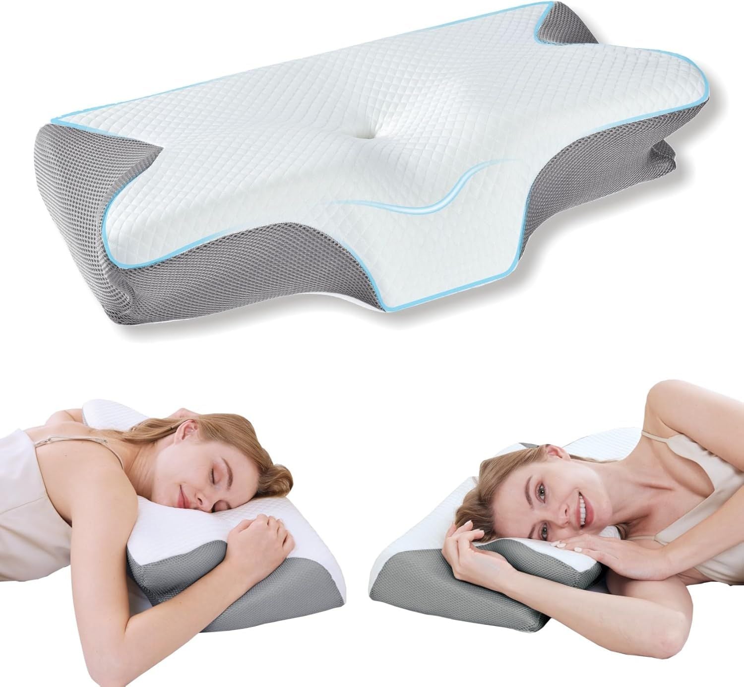 Bamboo Cervical Pillow for Neck and Shoulder Pain Relief Ergonomic Bed Pillow, Cooling Ergonomic Memory Foam V1317-JYM01-HUI