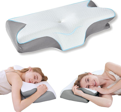 Bamboo Cervical Pillow for Neck and Shoulder Pain Relief Ergonomic Bed Pillow, Cooling Ergonomic Memory Foam V1317-JYM01-HUI
