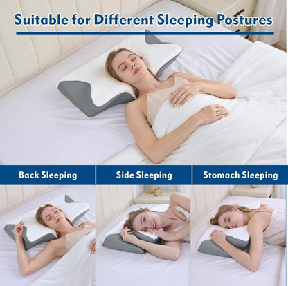 Bamboo Cervical Pillow for Neck and Shoulder Pain Relief Ergonomic Bed Pillow, Cooling Ergonomic Memory Foam V1317-JYM01-HUI