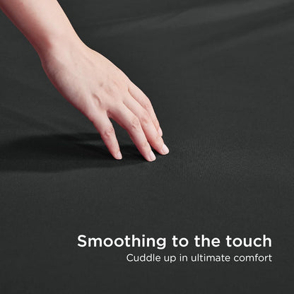 2000TC Hotel Quality Fitted Sheets - 2 Piece Fitted Sheets  -Breathable Bedding - Wrinkle, Fade, Stain Resistant- 16inch/40cm Deep Pocket Fitted Bed Sheets-Wrinkle and Fade Resistant,(Black,King)