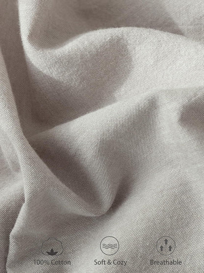 100% Cotton Fitted Sheet - Super Soft 40cm Deep Pocket Bottom Sheets - White Elastic Sheet（Double,Grey)