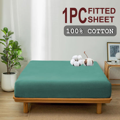 100% Cotton Fitted Sheet - Super Soft 40cm Deep Pocket Bottom Sheets - White Elastic Sheet（King,Biscay blue)