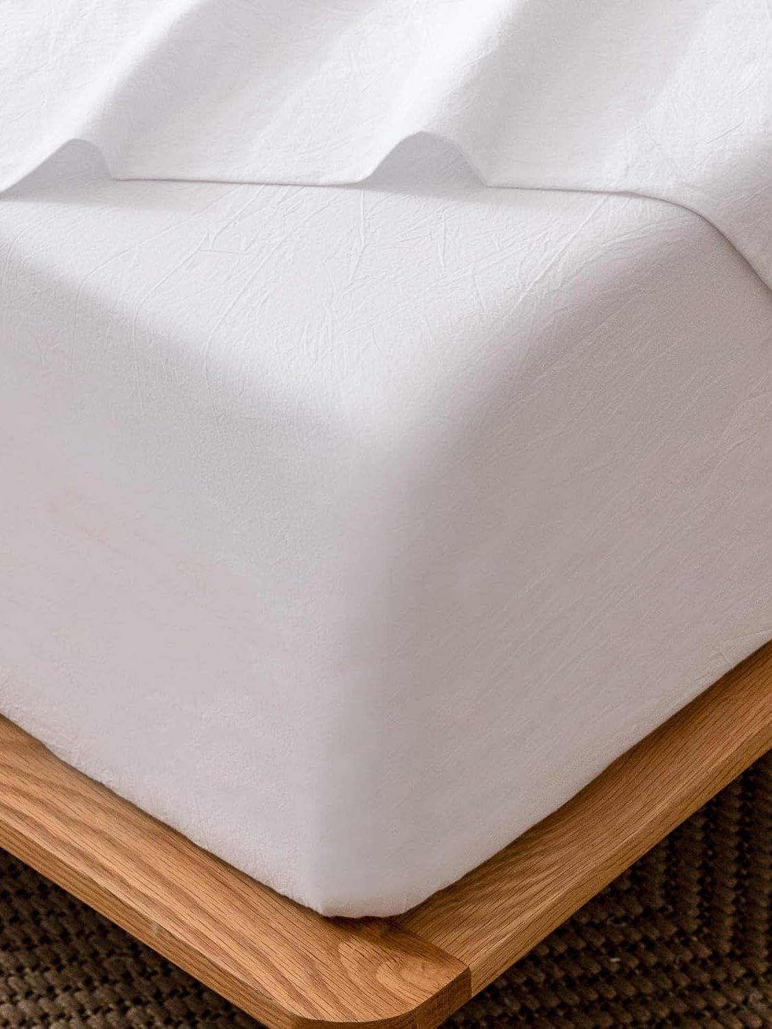 100% Cotton Fitted Sheet - Super Soft 40cm Deep Pocket Bottom Sheets - White Elastic Sheet（King Single,White)