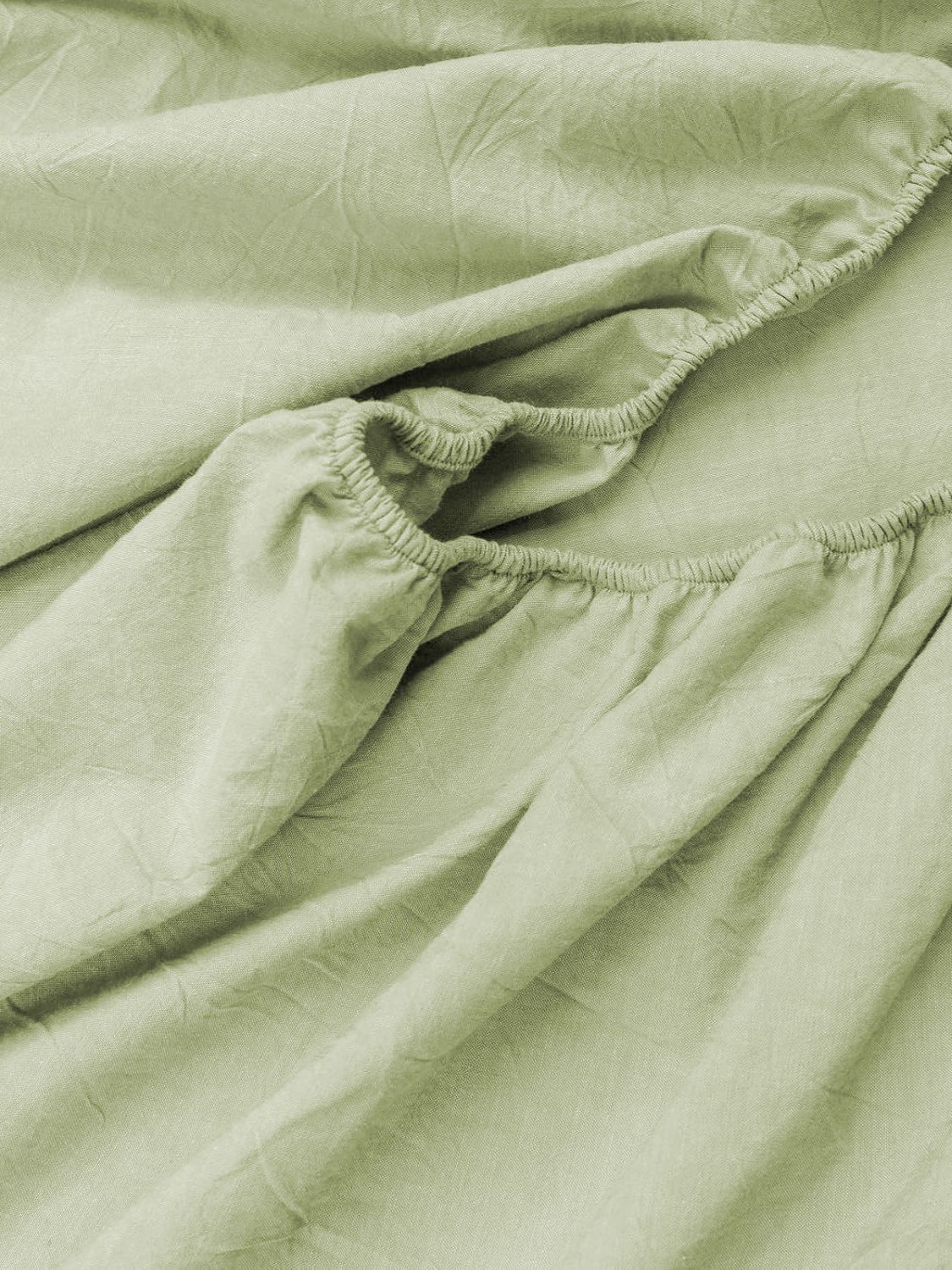 100% Cotton Fitted Sheet - Super Soft 40cm Deep Pocket Bottom Sheets - White Elastic Sheet（Single,Green beans)