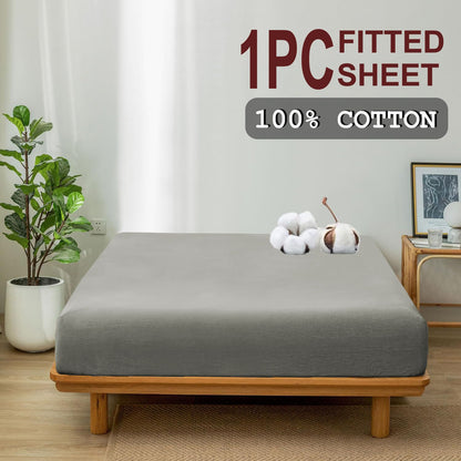 100% Cotton Fitted Sheet - Super Soft 40cm Deep Pocket Bottom Sheets - White Elastic Sheet（Super King,Grey)