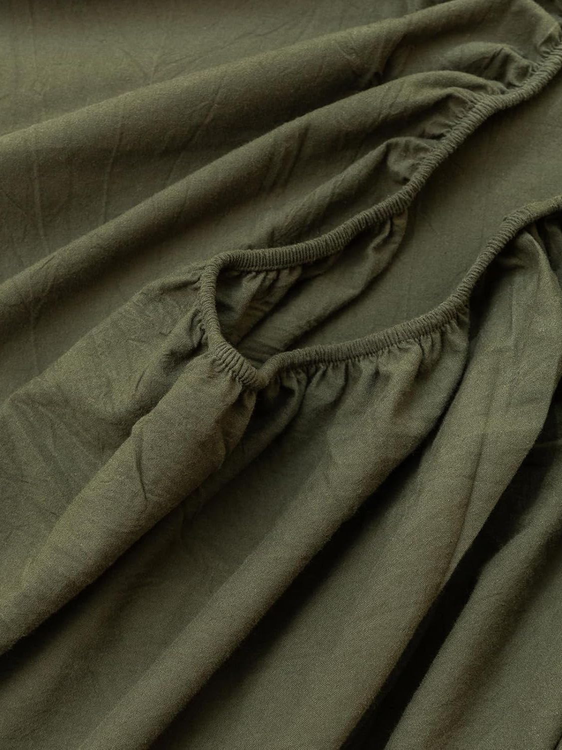100% Cotton Fitted Sheet - Super Soft 40cm Deep Pocket Bottom Sheets - White Elastic Sheet（Super King,Olive green)