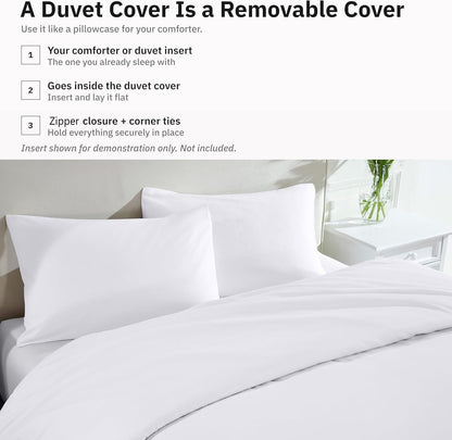 Hotel Soft Microfiber Duvet Cover Set-2000TC Quilt Cover Set & Pillowcases -1 Donna Cover Zipper Closure & 1 x Pillowcases-Breathable Bedding - Wrinkle, Fade, Stain Resistant(White,Double)
