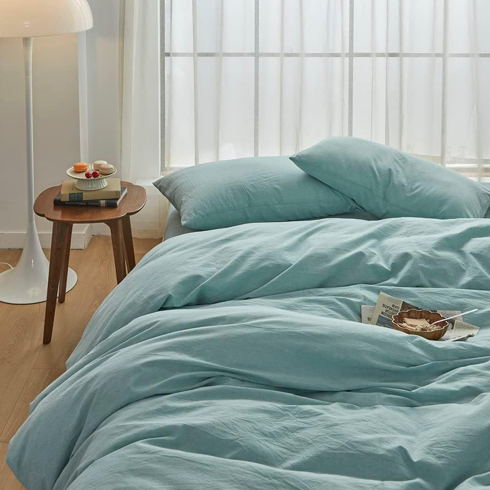 Hotel Soft Microfiber Duvet Cover Set-2000TC Quilt Cover Set & Pillowcases -1 Donna Cover Zipper Closure & 1 x Pillowcases-Breathable Bedding - Wrinkle, Fade, Stain Resistant(Ice Blue,Double)