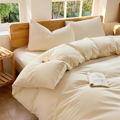 Hotel Soft Microfiber Duvet Cover Set-2000TC Quilt Cover Set & Pillowcases -1 Donna Cover Zipper Closure & 1 x Pillowcases-Breathable Bedding - Wrinkle, Fade, Stain Resistant(Cream White,Double)