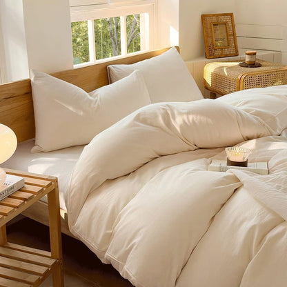 Hotel Soft Microfiber Duvet Cover Set-2000TC Quilt Cover Set & Pillowcases -1 Donna Cover Zipper Closure & 1 x Pillowcases-Breathable Bedding - Wrinkle, Fade, Stain Resistant(Cream White,Double)