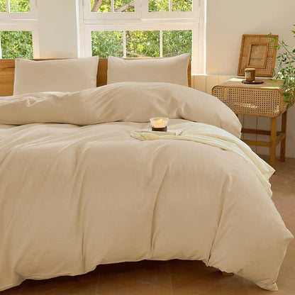 Hotel Soft Microfiber Duvet Cover Set-2000TC Quilt Cover Set & Pillowcases -1 Donna Cover Zipper Closure & 1 x Pillowcases-Breathable Bedding - Wrinkle, Fade, Stain Resistant(Camel Beige,Double)