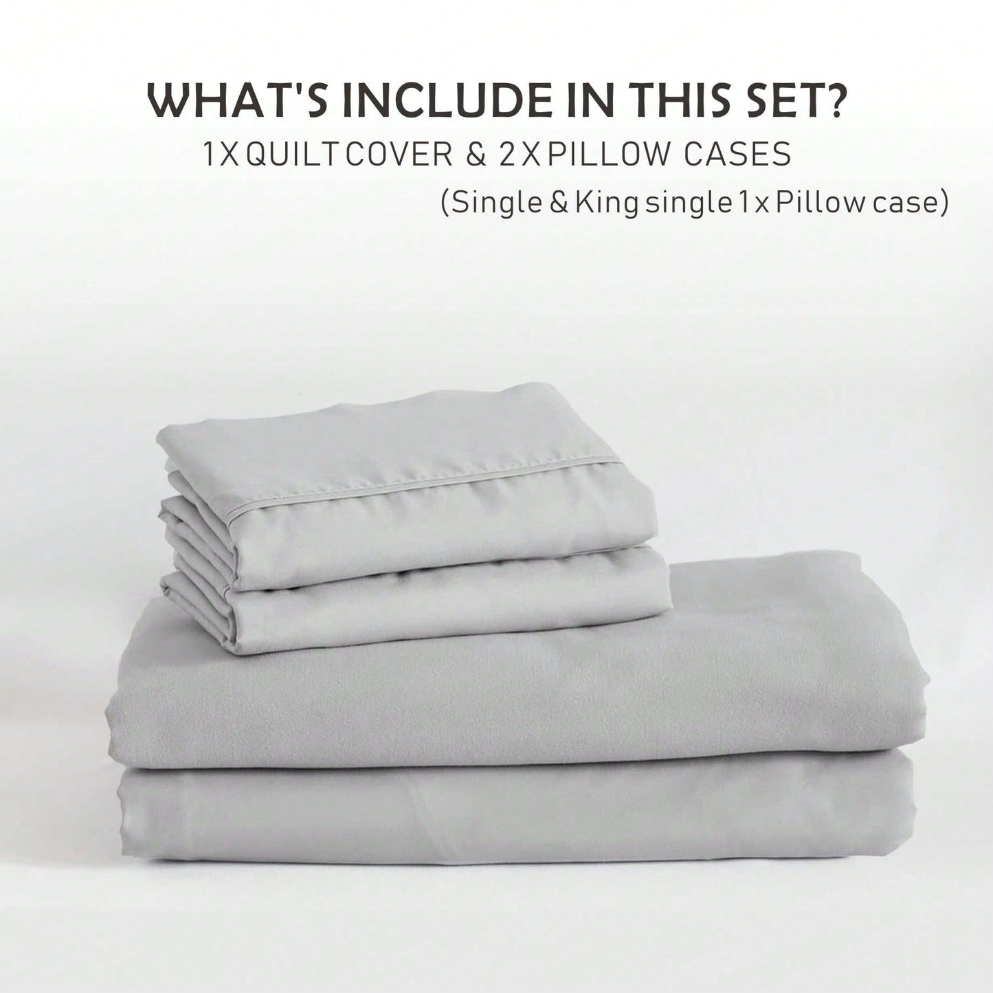 Hotel Soft Microfiber Duvet Cover Set-2000TC Quilt Cover Set & Pillowcases -1 Donna Cover Zipper Closure & 1 x Pillowcases-Breathable Bedding - Wrinkle, Fade, Stain Resistant(Silver-gray,Double)