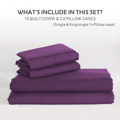 Hotel Soft Microfiber Duvet Cover Set-2000TC Quilt Cover Set & Pillowcases -1 Donna Cover Zipper Closure & 1 x Pillowcases-Breathable Bedding - Wrinkle, Fade, Stain Resistant(Purple,Double)