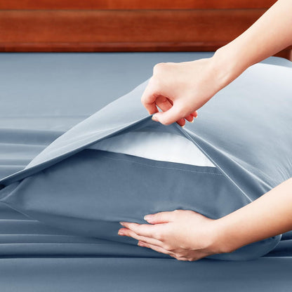 Hotel Soft Bed Sheet Set- Bedding Sheets & Pillowcases -Breathable Bedding - Wrinkle, Fade, Stain Resistant-Deep Pocket Flat Fitted Bed Sheet Set(Ocean,Double)