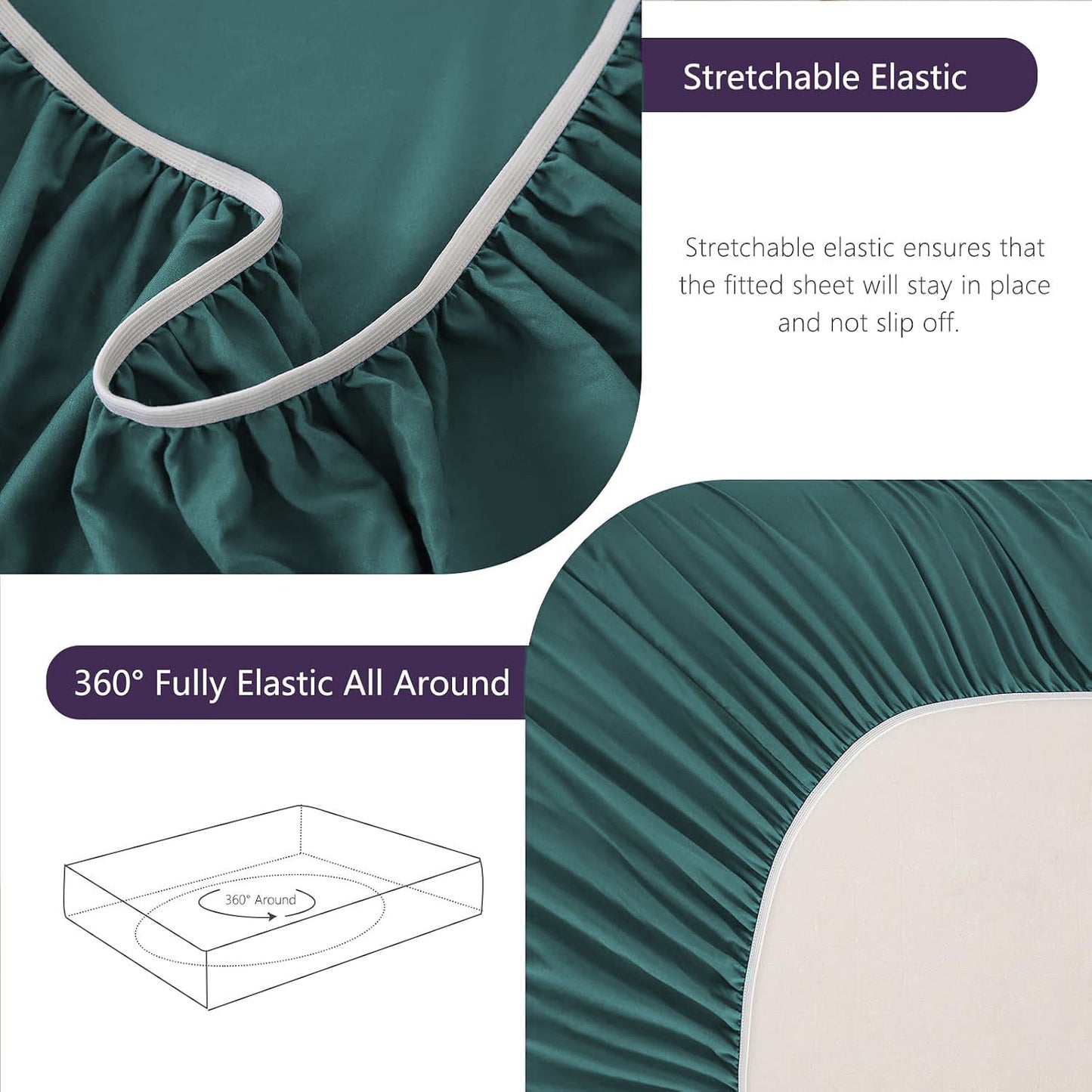 Hotel Soft Bed Sheet Set- Bedding Sheets & Pillowcases -Breathable Bedding - Wrinkle, Fade, Stain Resistant-Deep Pocket Flat Fitted Bed Sheet Set(Biscay blue,Double)