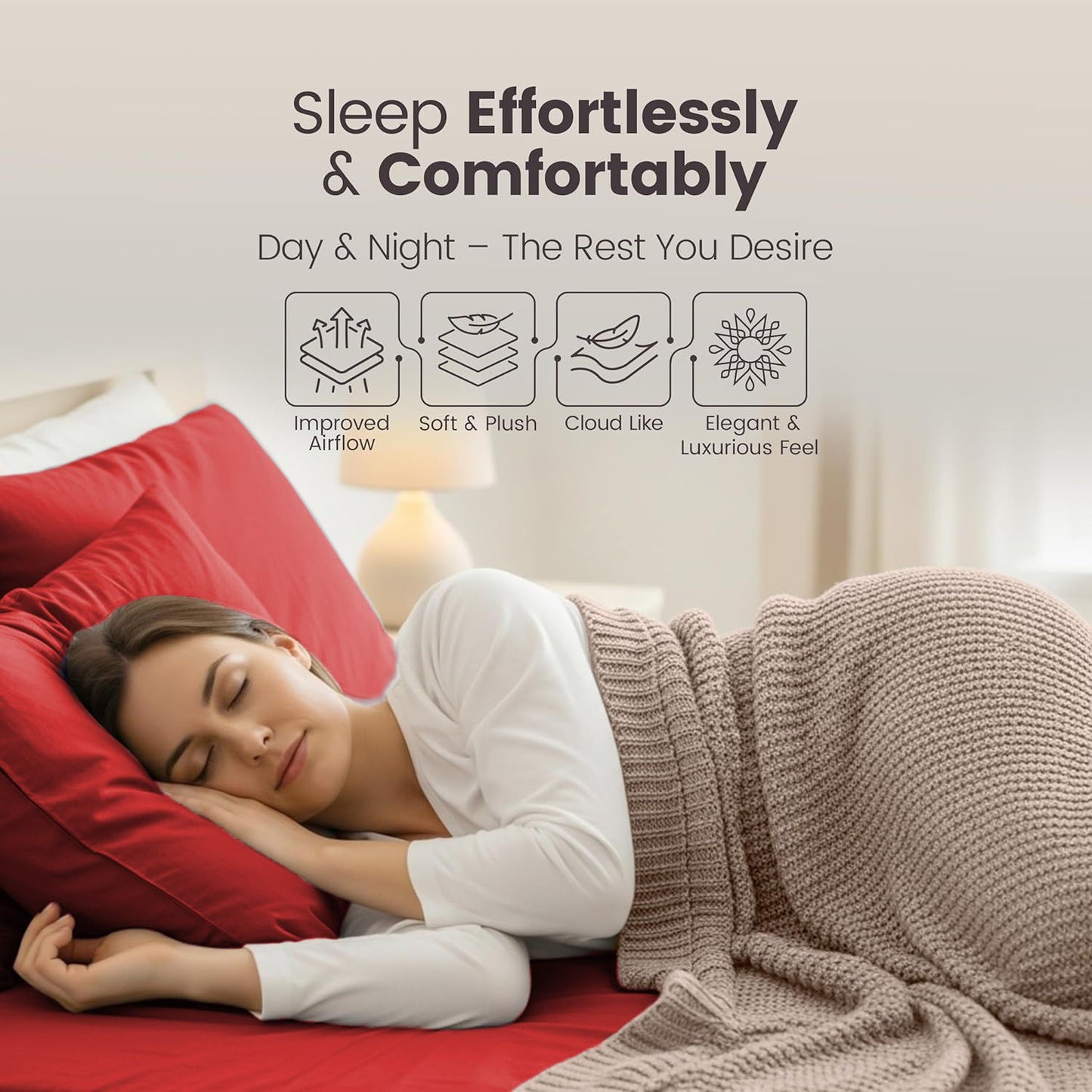 Hotel Quality Fitted Sheet - 1 Piece Fitted Sheet  -Breathable Bedding - Wrinkle, Fade, Stain Resistant- 16inch/40cm Deep Pocket Fitted Bed Sheet-Wrinkle and Fade Resistant,(Red,Double)