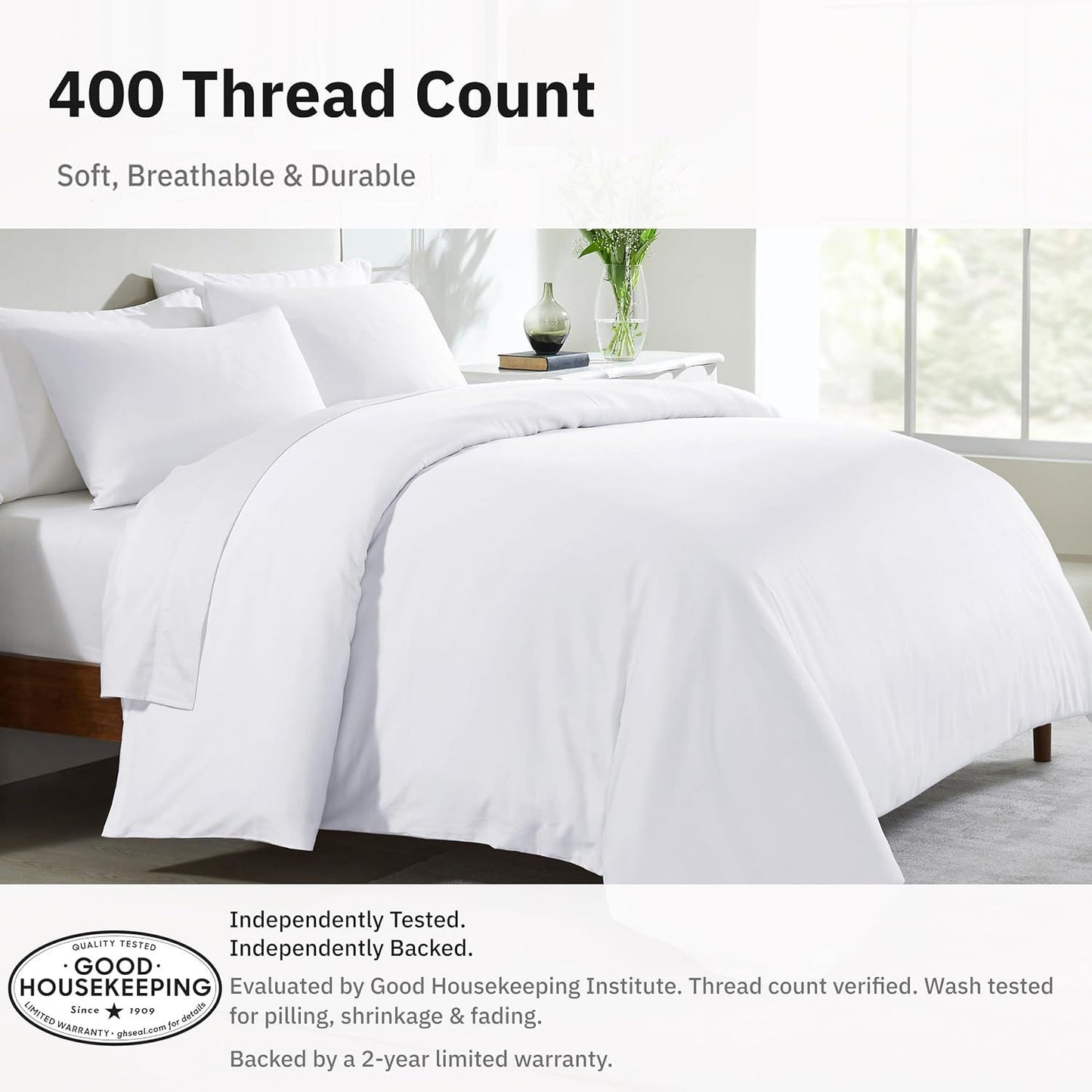 Hotel Soft Microfiber Duvet Cover Set-2000TC Quilt Cover Set & Pillowcases -1 Donna Cover Zipper Closure & 1 x Pillowcases-Breathable Bedding - Wrinkle, Fade, Stain Resistant(White,King)