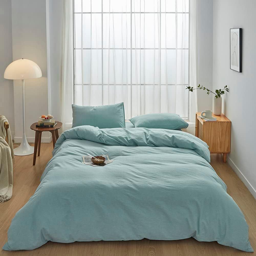 Hotel Soft Microfiber Duvet Cover Set-2000TC Quilt Cover Set & Pillowcases -1 Donna Cover Zipper Closure & 1 x Pillowcases-Breathable Bedding - Wrinkle, Fade, Stain Resistant(Ice Blue,King)