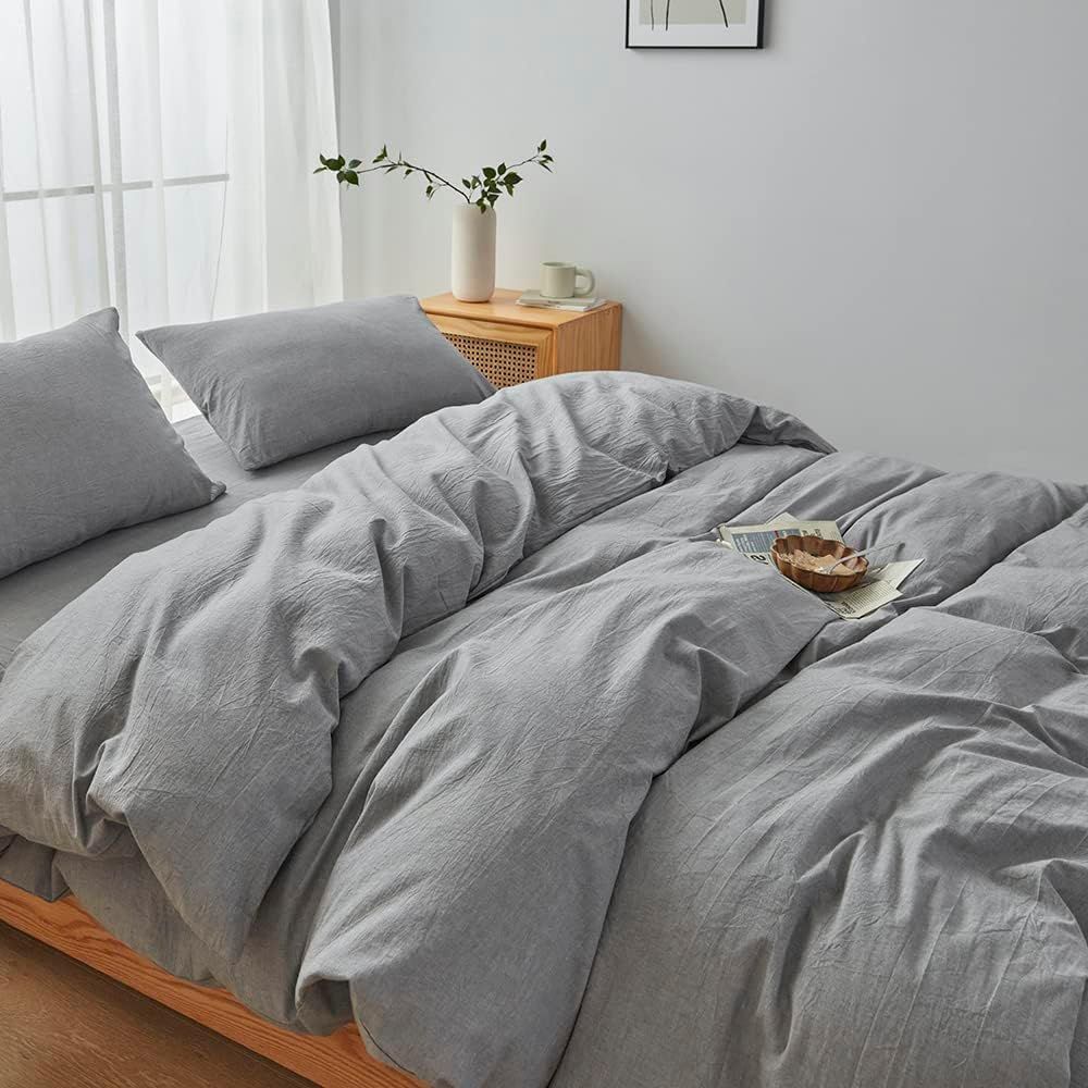 Hotel Soft Microfiber Duvet Cover Set-2000TC Quilt Cover Set & Pillowcases -1 Donna Cover Zipper Closure & 1 x Pillowcases-Breathable Bedding - Wrinkle, Fade, Stain Resistant(Grey,King)