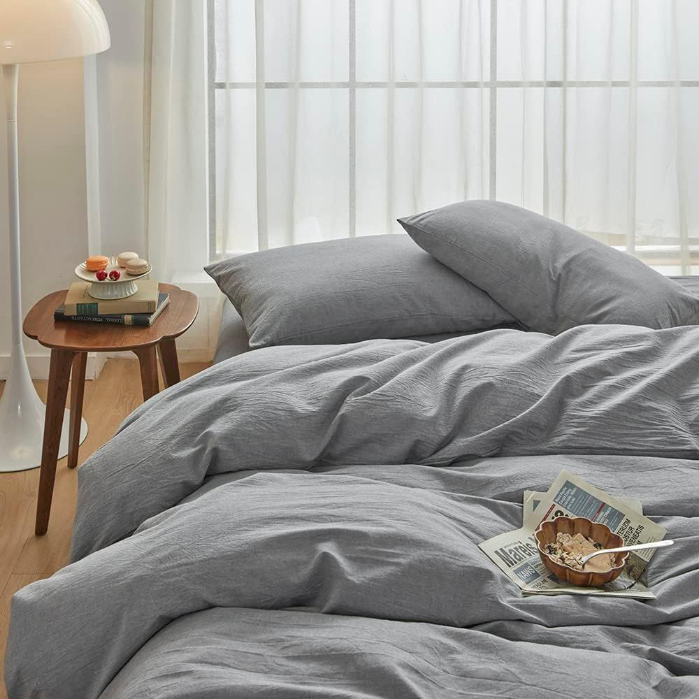 Hotel Soft Microfiber Duvet Cover Set-2000TC Quilt Cover Set & Pillowcases -1 Donna Cover Zipper Closure & 1 x Pillowcases-Breathable Bedding - Wrinkle, Fade, Stain Resistant(Grey,King)