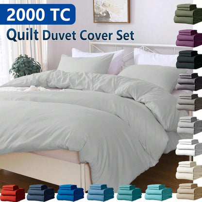 Hotel Soft Microfiber Duvet Cover Set-2000TC Quilt Cover Set & Pillowcases -1 Donna Cover Zipper Closure & 1 x Pillowcases-Breathable Bedding - Wrinkle, Fade, Stain Resistant(Silver-gray,King)