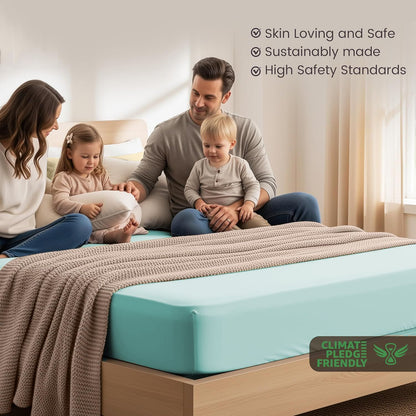 Hotel Quality Fitted Sheet - 1 Piece Fitted Sheet  -Breathable Bedding - Wrinkle, Fade, Stain Resistant- 16inch/40cm Deep Pocket Fitted Bed Sheet-Wrinkle and Fade Resistant,(Ice blue,King)