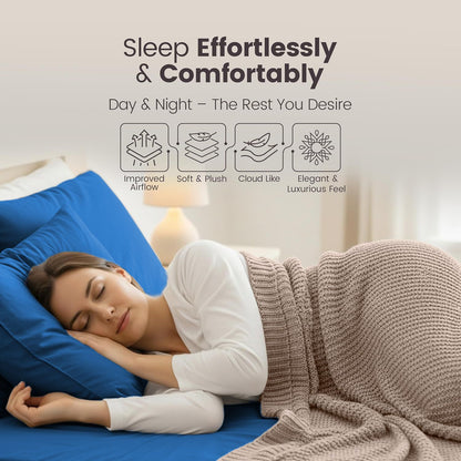 Hotel Quality Fitted Sheet - 1 Piece Fitted Sheet  -Breathable Bedding - Wrinkle, Fade, Stain Resistant- 16inch/40cm Deep Pocket Fitted Bed Sheet-Wrinkle and Fade Resistant,(Royal blue,King)