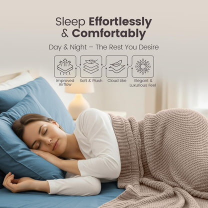 Hotel Quality Fitted Sheet - 1 Piece Fitted Sheet  -Breathable Bedding - Wrinkle, Fade, Stain Resistant- 16inch/40cm Deep Pocket Fitted Bed Sheet-Wrinkle and Fade Resistant,(Ocean,King)