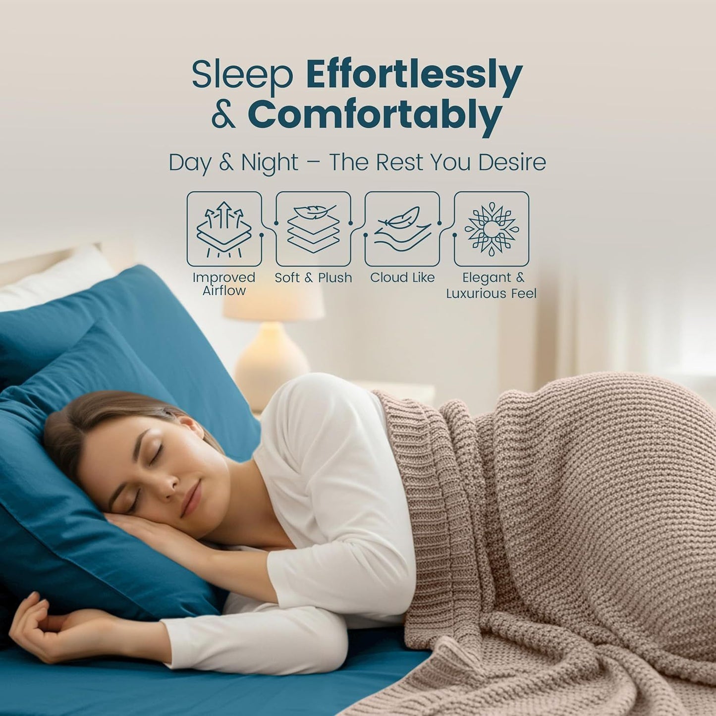 Hotel Quality Fitted Sheet - 1 Piece Fitted Sheet  -Breathable Bedding - Wrinkle, Fade, Stain Resistant- 16inch/40cm Deep Pocket Fitted Bed Sheet-Wrinkle and Fade Resistant,(Biscay blue,King)