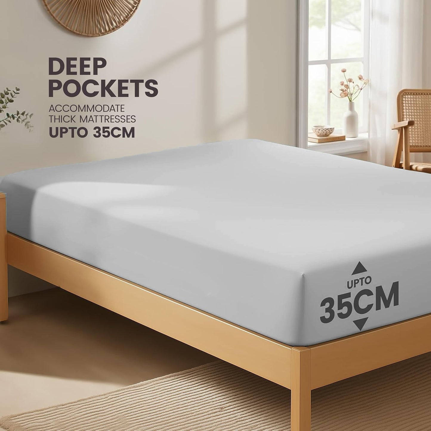 Hotel Quality Fitted Sheet - 1 Piece Fitted Sheet  -Breathable Bedding - Wrinkle, Fade, Stain Resistant- 16inch/40cm Deep Pocket Fitted Bed Sheet-Wrinkle and Fade Resistant,(Silver-gray,King)