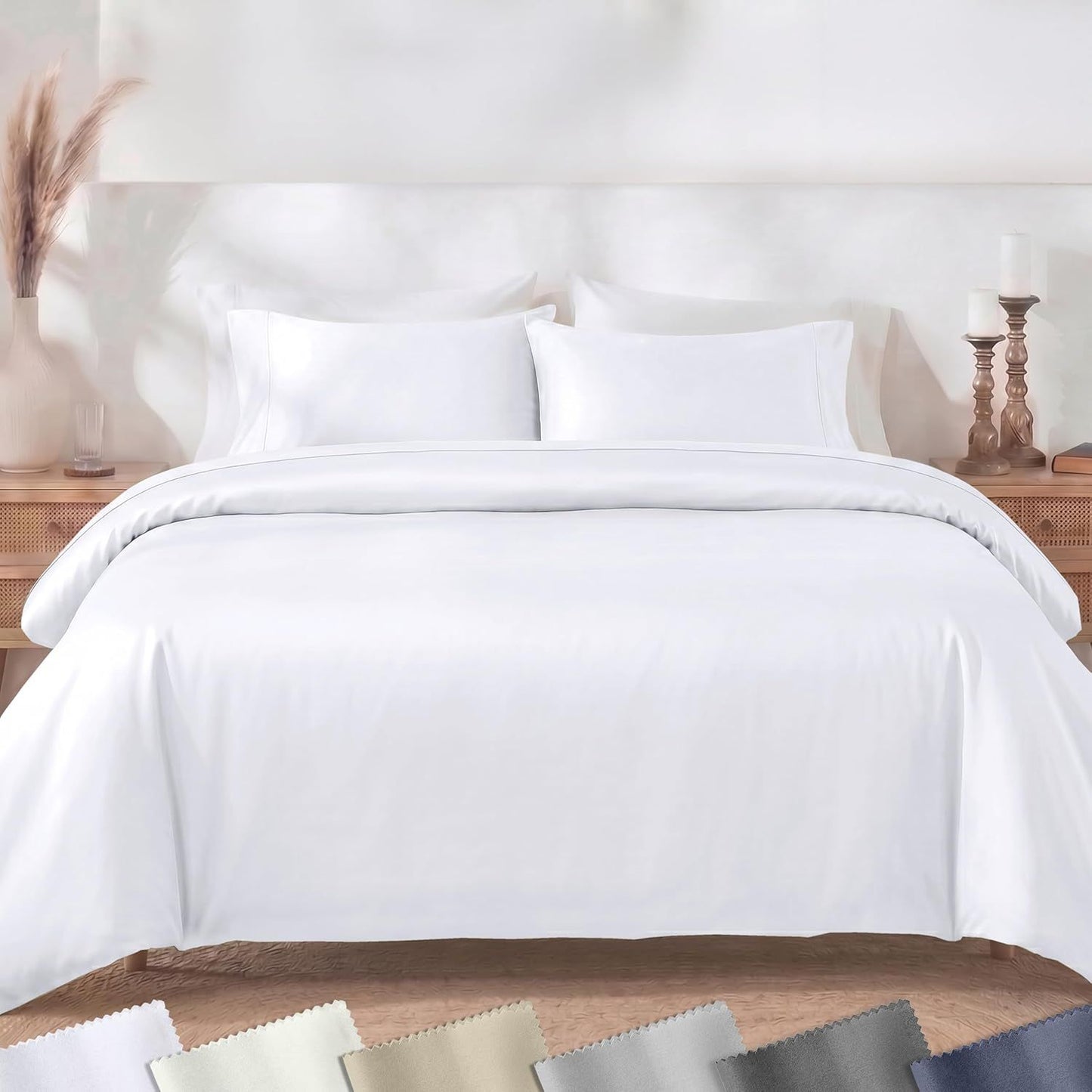 Hotel Soft Microfiber Duvet Cover Set-2000TC Quilt Cover Set & Pillowcases -1 Donna Cover Zipper Closure & 1 x Pillowcases-Breathable Bedding - Wrinkle, Fade, Stain Resistant(White,King Single)