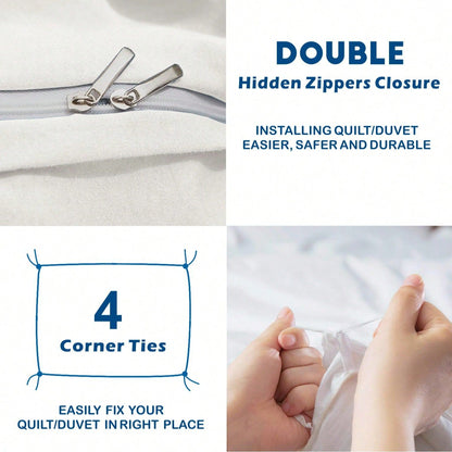 Hotel Soft Microfiber Duvet Cover Set-2000TC Quilt Cover Set & Pillowcases -1 Donna Cover Zipper Closure & 1 x Pillowcases-Breathable Bedding - Wrinkle, Fade, Stain Resistant(Raw white,King Single)
