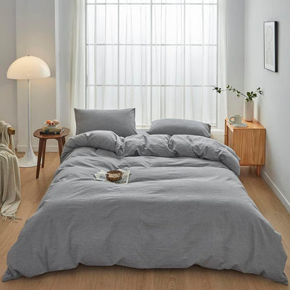 Hotel Soft Microfiber Duvet Cover Set-2000TC Quilt Cover Set & Pillowcases -1 Donna Cover Zipper Closure & 1 x Pillowcases-Breathable Bedding - Wrinkle, Fade, Stain Resistant(Grey,King Single)