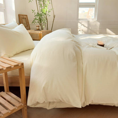 Hotel Soft Microfiber Duvet Cover Set-2000TC Quilt Cover Set & Pillowcases -1 Donna Cover Zipper Closure & 1 x Pillowcases-Breathable Bedding - Wrinkle, Fade, Stain Resistant(Cream White,King Single)