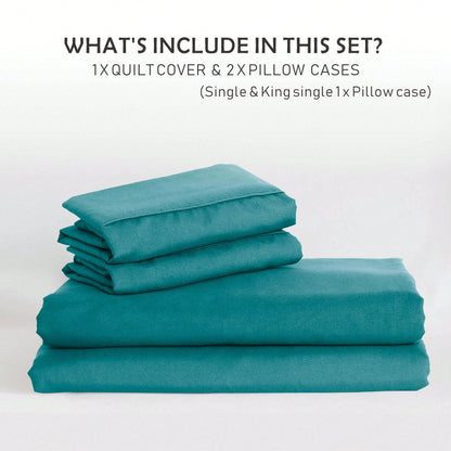Hotel Soft Microfiber Duvet Cover Set-2000TC Quilt Cover Set & Pillowcases -1 Donna Cover Zipper Closure & 1 x Pillowcases-Breathable Bedding - Wrinkle, Fade, Stain Resistant(Biscay blue,King Single)