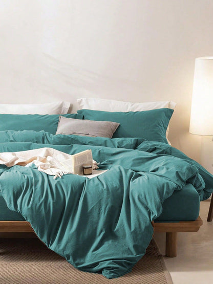 Hotel Soft Microfiber Duvet Cover Set-2000TC Quilt Cover Set & Pillowcases -1 Donna Cover Zipper Closure & 1 x Pillowcases-Breathable Bedding - Wrinkle, Fade, Stain Resistant(Biscay blue,King Single)