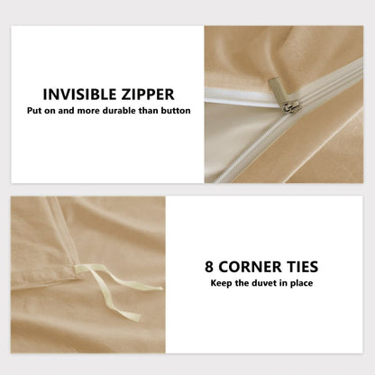 Hotel Soft Microfiber Duvet Cover Set-2000TC Quilt Cover Set & Pillowcases -1 Donna Cover Zipper Closure & 1 x Pillowcases-Breathable Bedding - Wrinkle, Fade, Stain Resistant(Camel Beige,King Single)