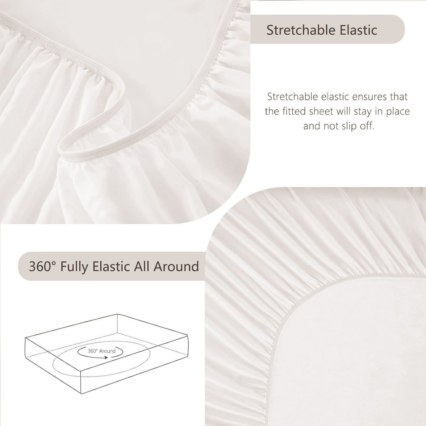 Hotel Soft Bed Sheet Set- Bedding Sheets & Pillowcases -Breathable Bedding - Wrinkle, Fade, Stain Resistant-Deep Pocket Flat Fitted Bed Sheet Set(White,King Single)