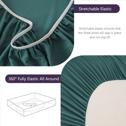 Hotel Soft Bed Sheet Set- Bedding Sheets & Pillowcases -Breathable Bedding - Wrinkle, Fade, Stain Resistant-Deep Pocket Flat Fitted Bed Sheet Set(Biscay blue,King Single)