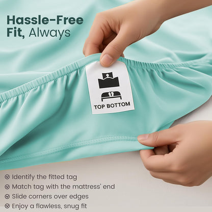 Hotel Quality Fitted Sheet - 1 Piece Fitted Sheet  -Breathable Bedding - Wrinkle, Fade, Stain Resistant- 16inch/40cm Deep Pocket Fitted Bed Sheet-Wrinkle and Fade Resistant,(Ice blue,King Single)