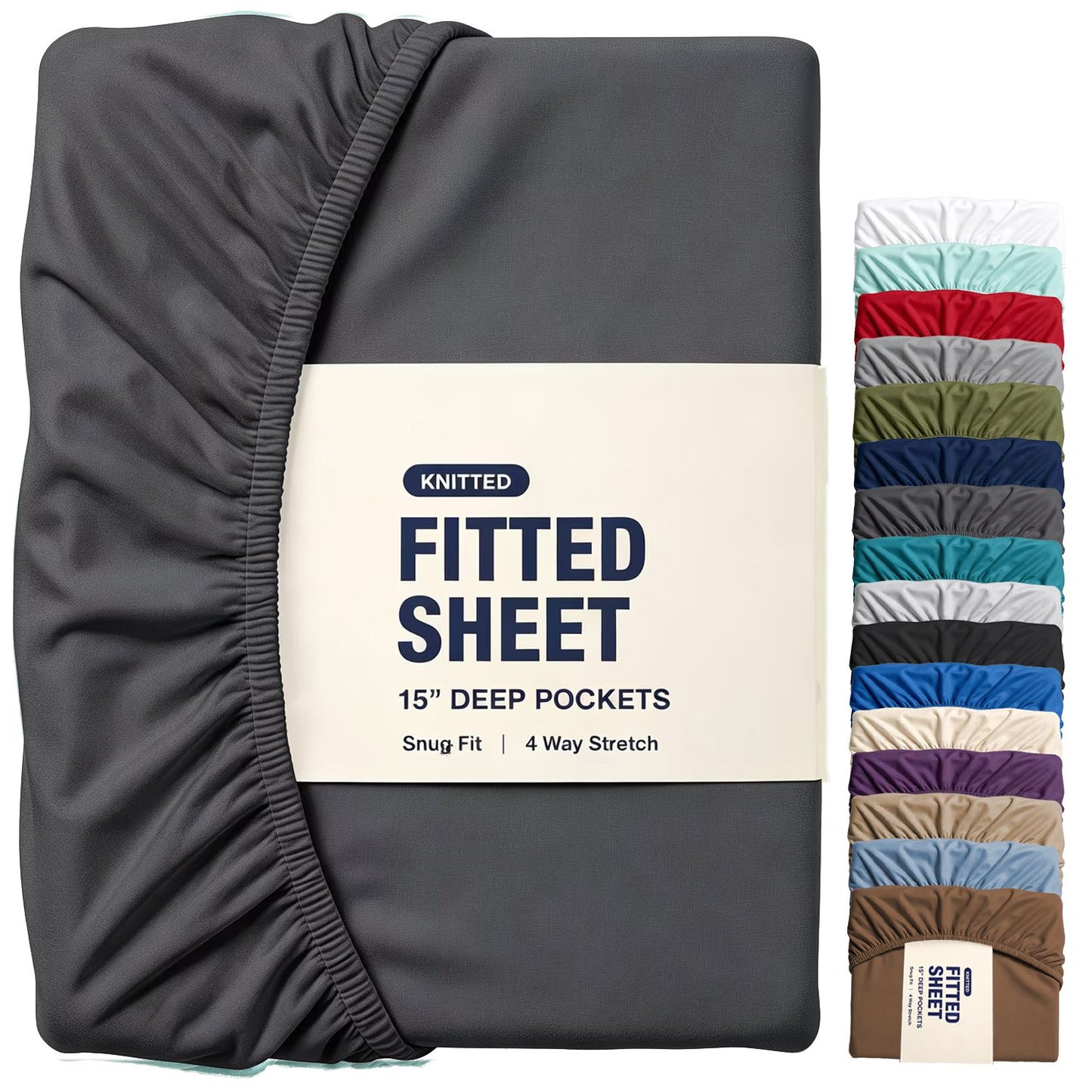 Hotel Quality Fitted Sheet - 1 Piece Fitted Sheet  -Breathable Bedding - Wrinkle, Fade, Stain Resistant- 16inch/40cm Deep Pocket Fitted Bed Sheet-Wrinkle and Fade Resistant,(Dark gray,King Single)