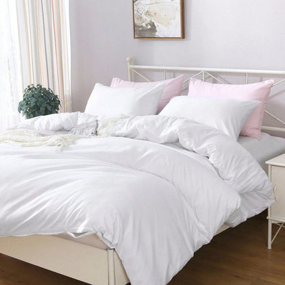 Hotel Soft Microfiber Duvet Cover Set-2000TC Quilt Cover Set & Pillowcases -1 Donna Cover Zipper Closure & 1 x Pillowcases-Breathable Bedding - Wrinkle, Fade, Stain Resistant(Raw white,Queen)